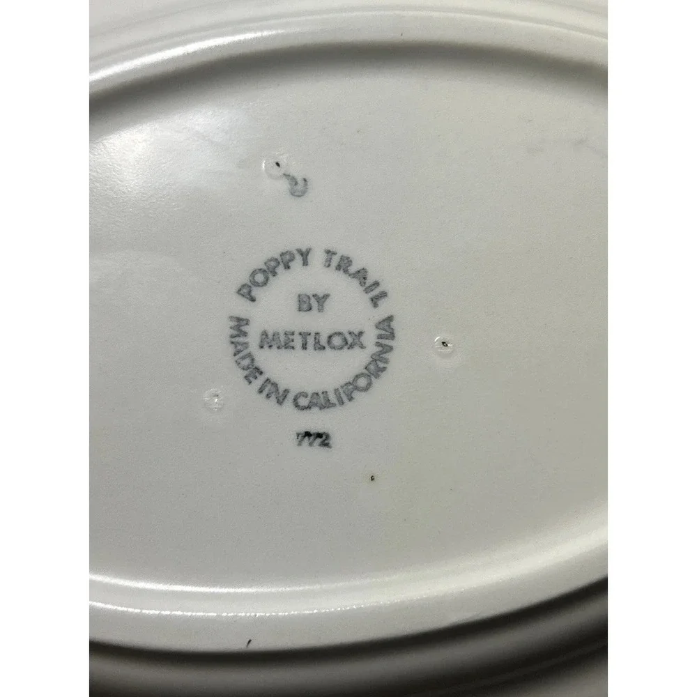 Metlox Poppy Trail Sculptured Grape Blue Oval Serving Platter USA 9.5